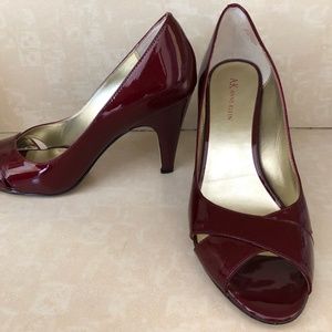 Deep Red ANNE KLEIN Open Toe Heels
